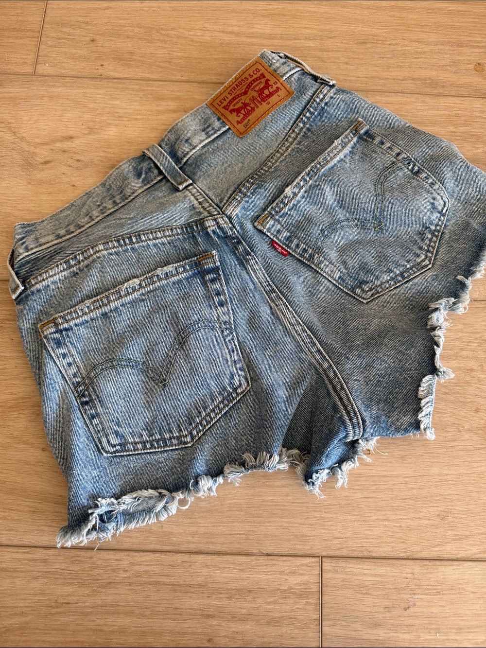 Levi's Light Blue Distressed Denim Cutoff Shorts